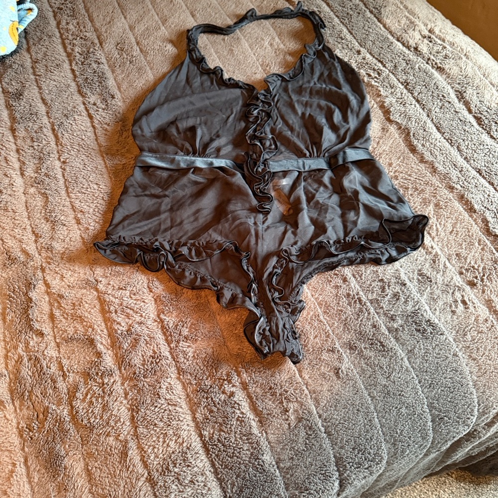 Victoria's Secret Gray Ruffled Romper